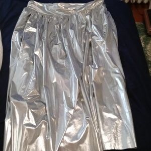 Anthropologie Sunday in Brooklyn A line silver metalic shine skirt 3x.